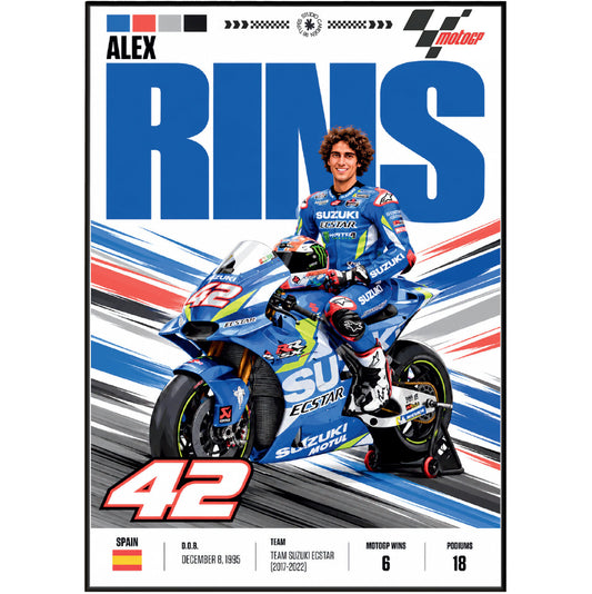 Alex Rins #42 MotoGP rider poster – motorcycle wall art by 98types