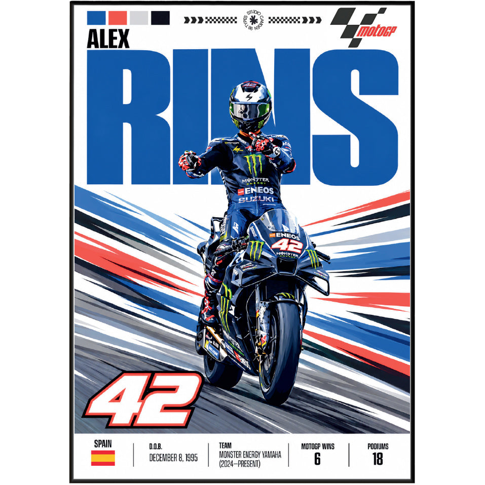 Alex Rins #42 MotoGP rider poster – motorcycle wall art by 98types