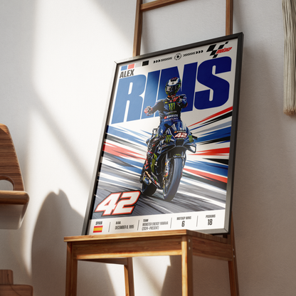 Alex Rins #42 MotoGP rider poster – motorcycle wall art by 98types