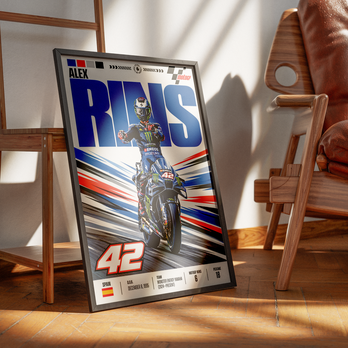 Alex Rins #42 MotoGP rider poster – motorcycle wall art by 98types