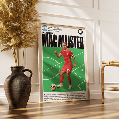 Alexis Mac Allister football poster – Liverpool Midfielder – 98types