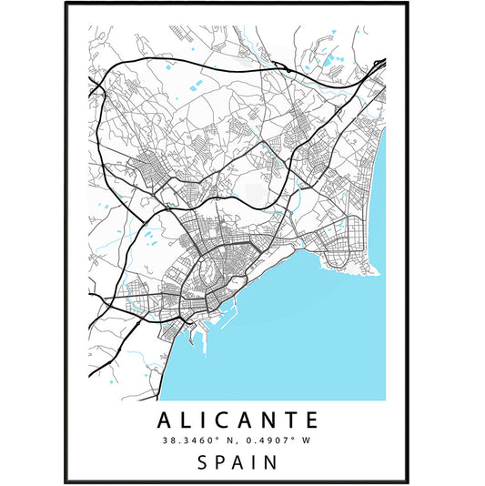 Alicante Street Map Poster