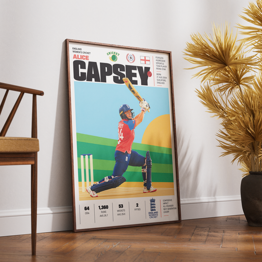 Alice Capsey cricket poster wall art print by 98types