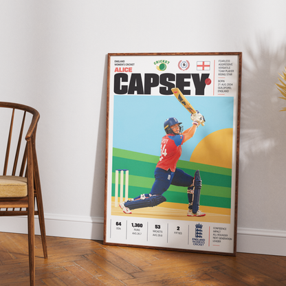 Alice Capsey cricket poster wall art print by 98types