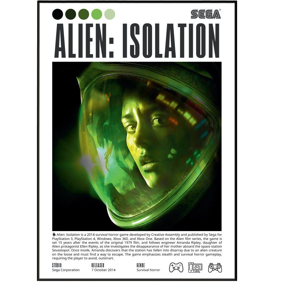 Alien Isolation 2014 game poster — Amanda Ripley Xenomorph survival horror wall art print UK
 - 98types