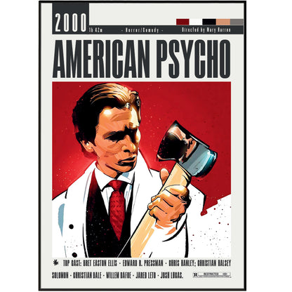 American Psycho 2000 horror film poster — Mary Harron Christian Bale Patrick Bateman business card wall art print UK
