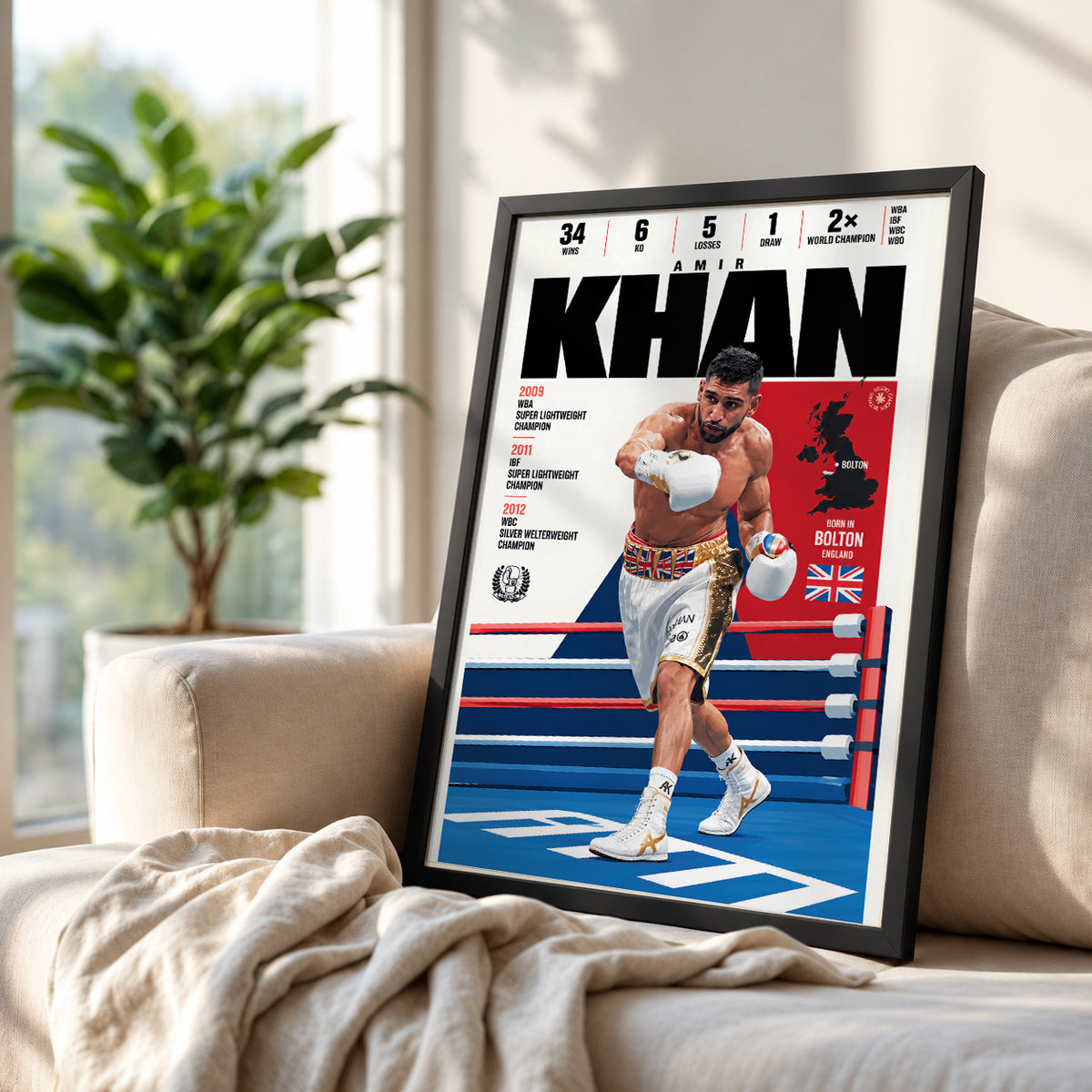 Amir Khan poster, British boxing wall art print in a man cave - 98types