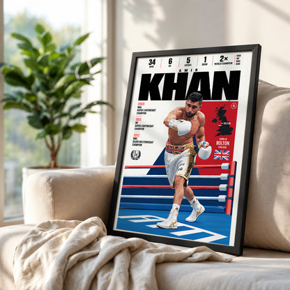Amir Khan poster, British boxing wall art print in a man cave - 98types