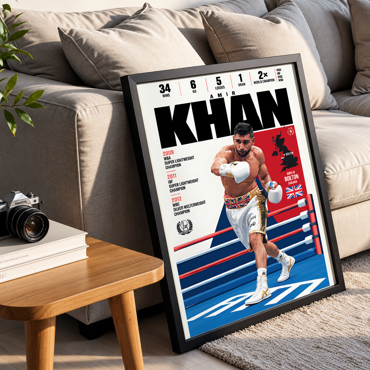 Amir Khan poster, British boxing wall art print in a man cave - 98types