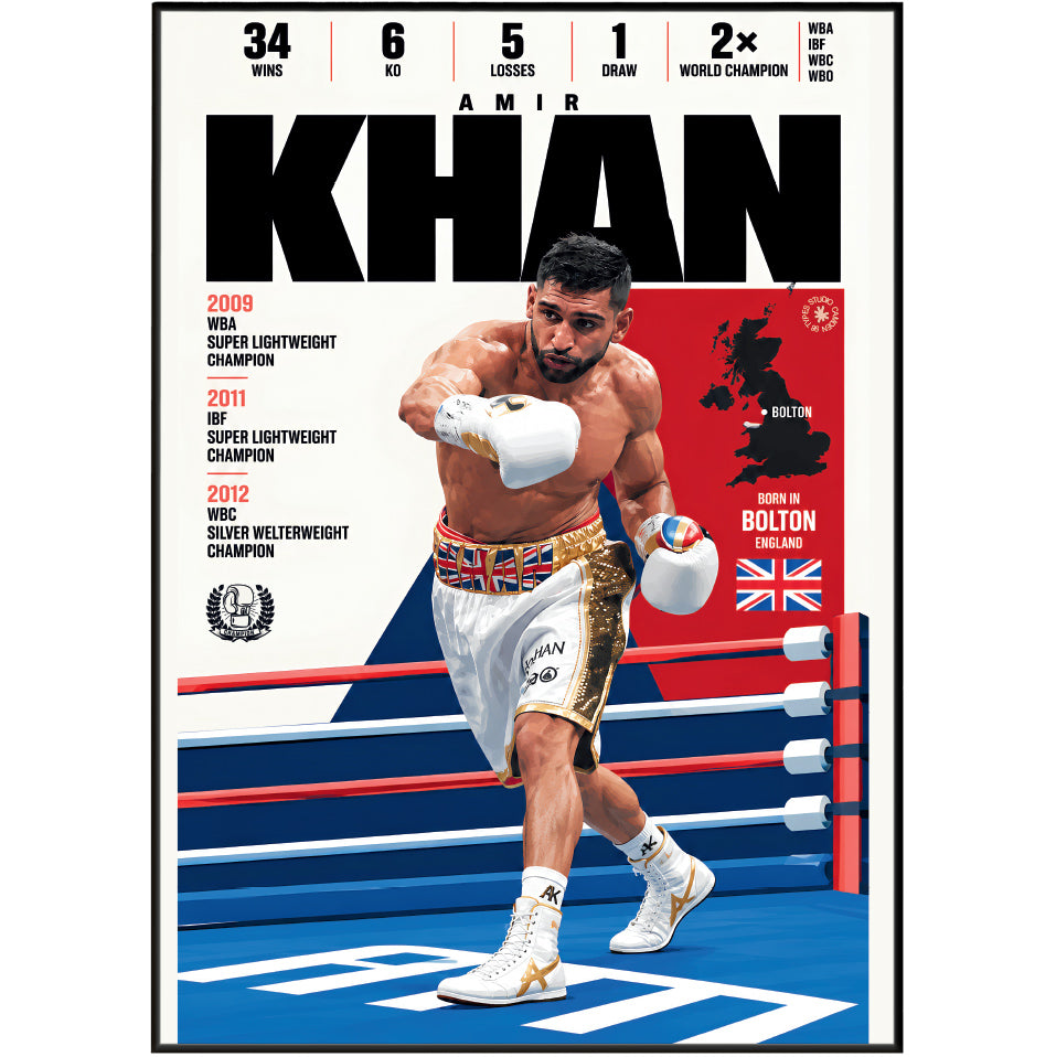 Amir Khan poster, British boxing wall art print in a man cave - 98types