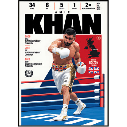 Amir Khan poster, British boxing wall art print in a man cave - 98types