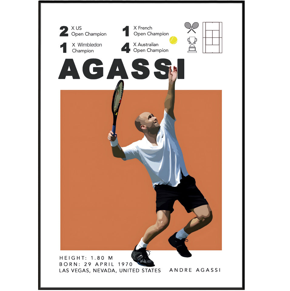 Andre Agassi tennis Grand Slam legend poster wall art print UK

