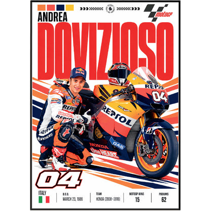 Andrea Dovizioso MotoGP Poster – Desmo Dovi Ducati Wall Art - 98 Types Studio