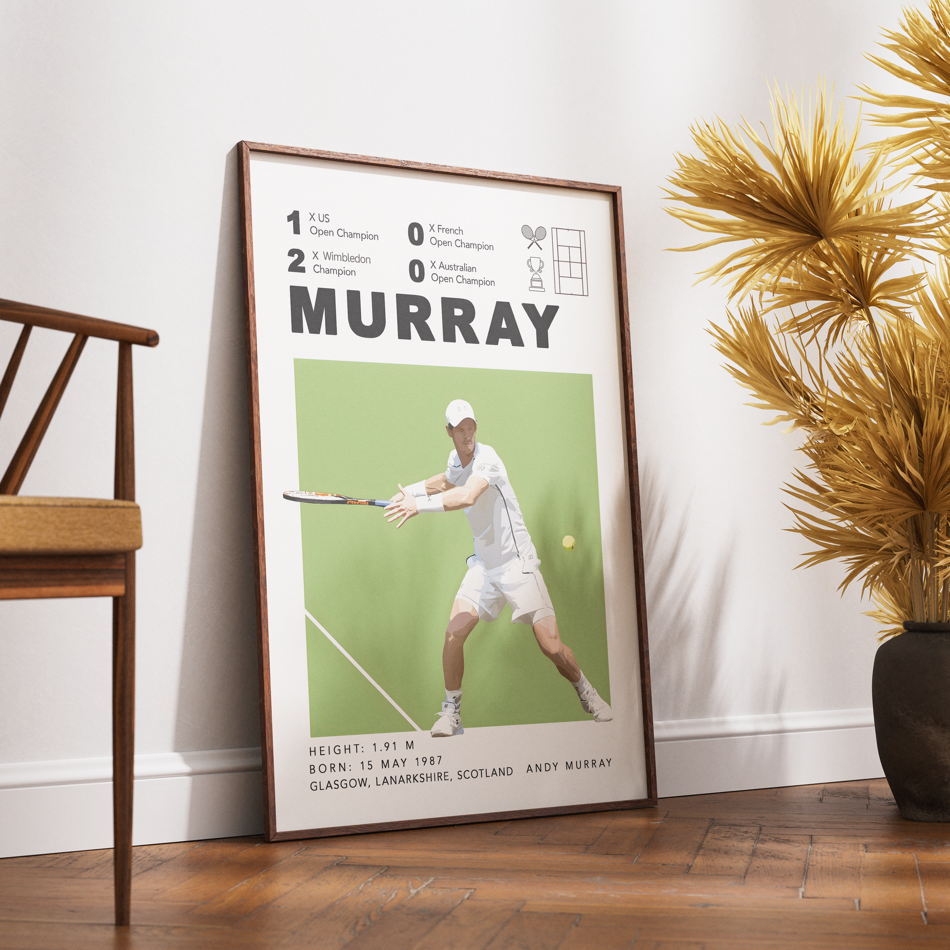 Andy Murray British tennis champion Wimbledon poster wall art print UK