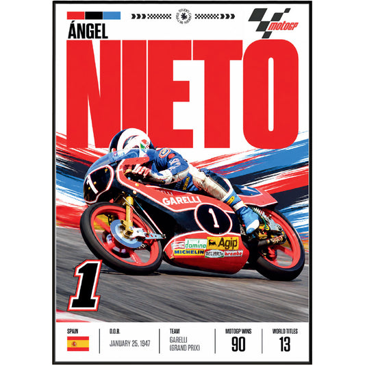 Ángel Nieto Poster – 12+1 World Champion Motorcycle Legend Art - 98 Types Studio