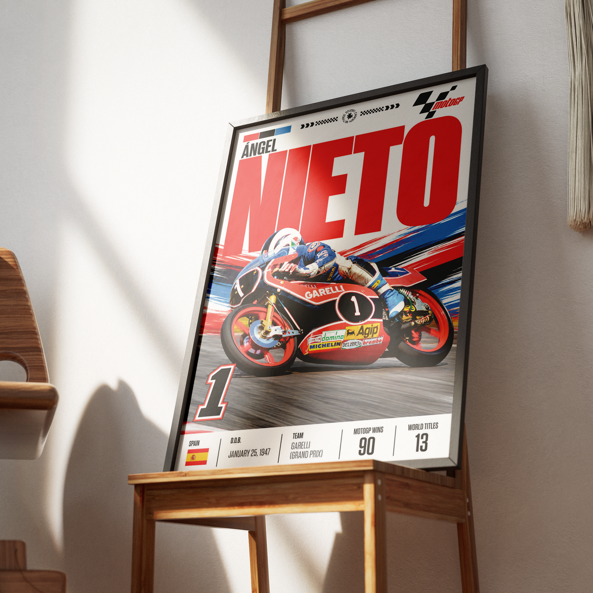 Ángel Nieto Poster – 12+1 World Champion Motorcycle Legend Art - 98 Types Studio