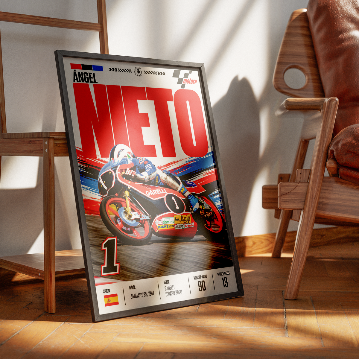 Ángel Nieto Poster – 12+1 World Champion Motorcycle Legend Art - 98 Types Studio