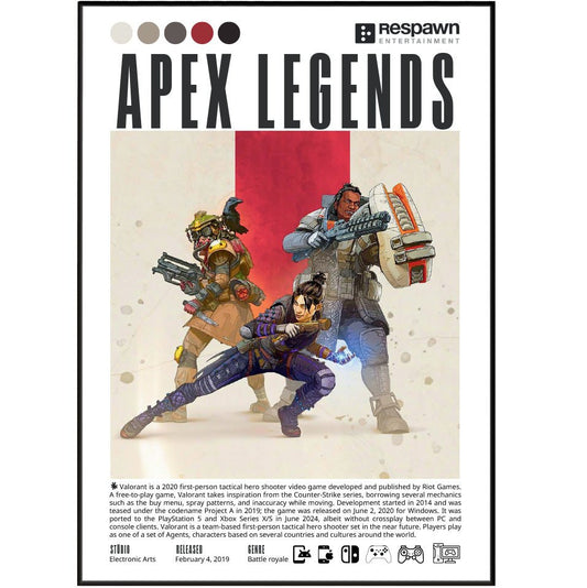 Apex Legends 2019 game poster — Respawn EA battle royale Wraith Bloodhound wall art print UK - 98types
