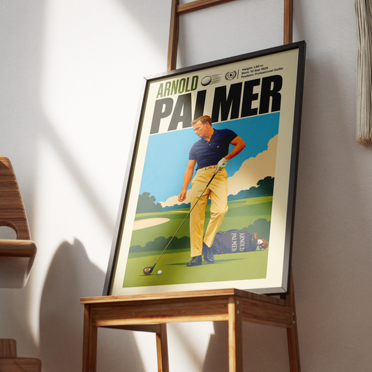 Arnold Palmer poster, American golf wall art print in a study - 98types