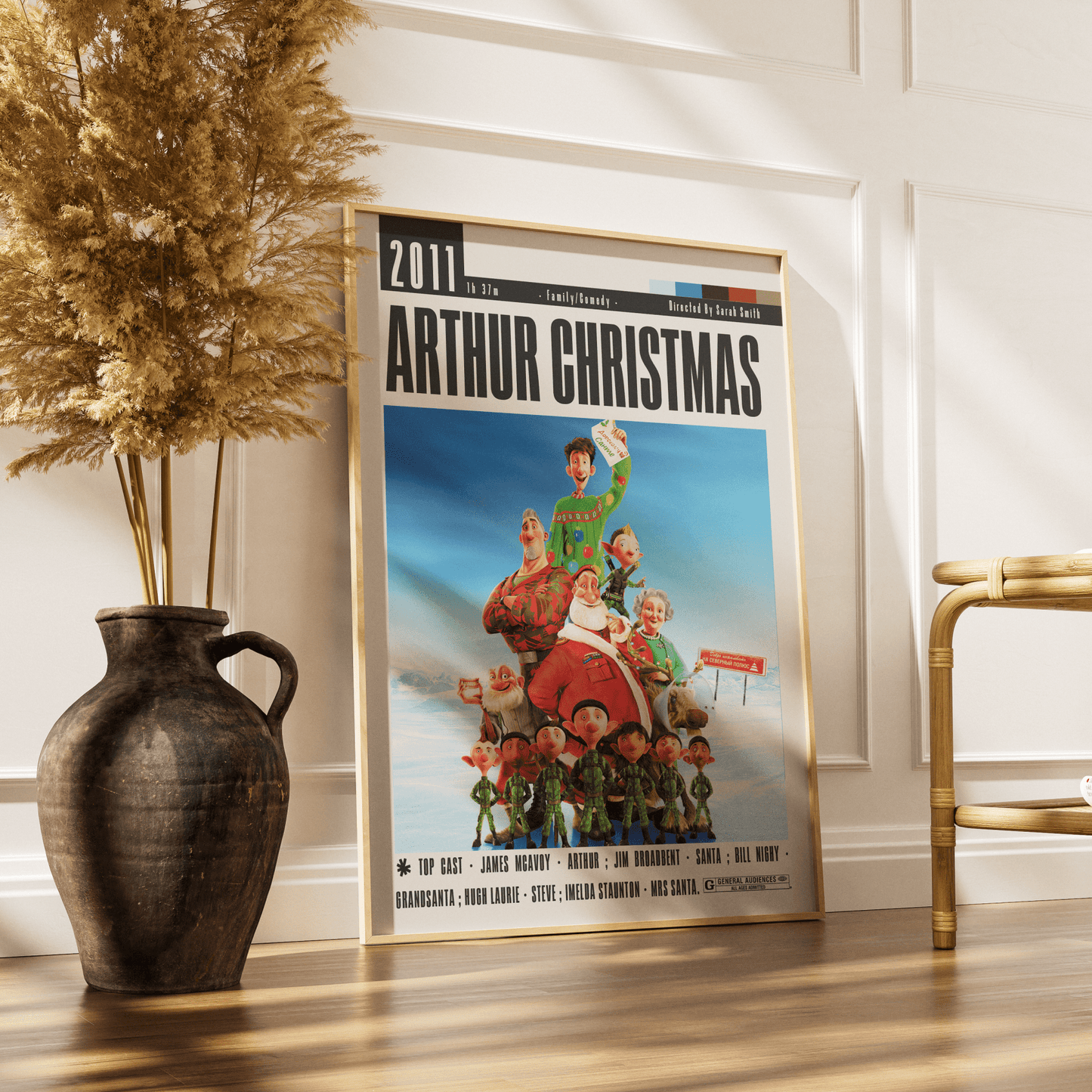 Arthur Christmas 2011 animated Christmas film poster — Aardman Santa family North Pole wall art print UK
