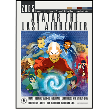 Front cover of the 2005 graphic novel/comic book 'Avatar: The Last Airbender' featuring illustrated characters and the title in large text on a white border.
