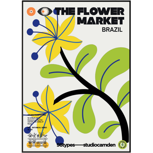 The Flower Market Brazil Cattleya Orchid botanical poster print UK — national flower graphic wall art 260gsm printed in England Camden Market