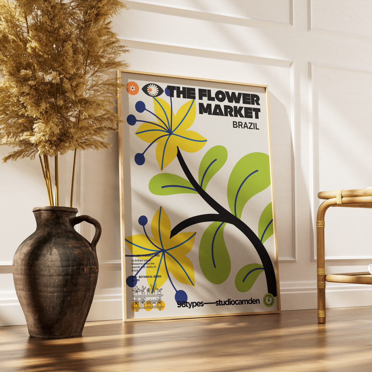 The Flower Market Brazil Cattleya Orchid botanical poster print UK — national flower graphic wall art 260gsm printed in England Camden Market