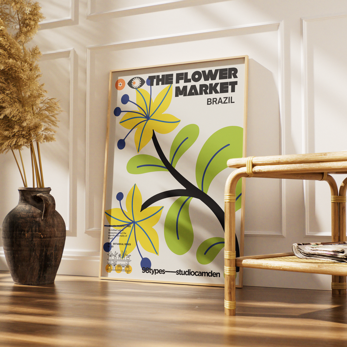 The Flower Market Brazil Cattleya Orchid botanical poster print UK — national flower graphic wall art 260gsm printed in England Camden Market