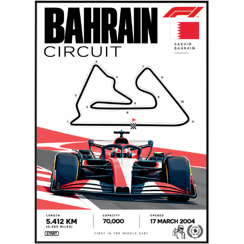 Bahrain International Circuit Sakhir F1 track poster by 98types