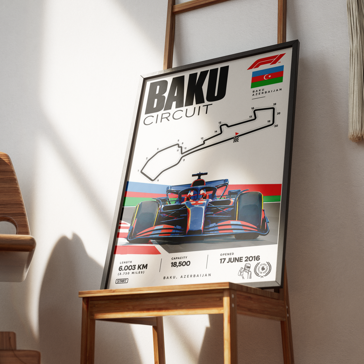 Baku City Circuit Azerbaijan Grand Prix F1 track poster by 98types