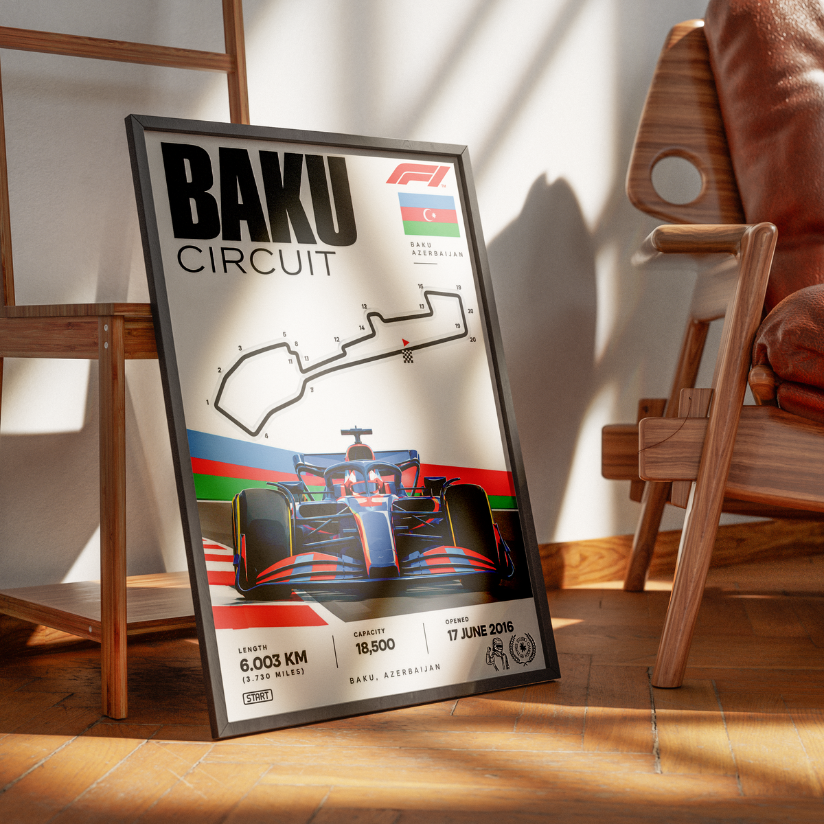 Baku City Circuit Azerbaijan Grand Prix F1 track poster by 98types