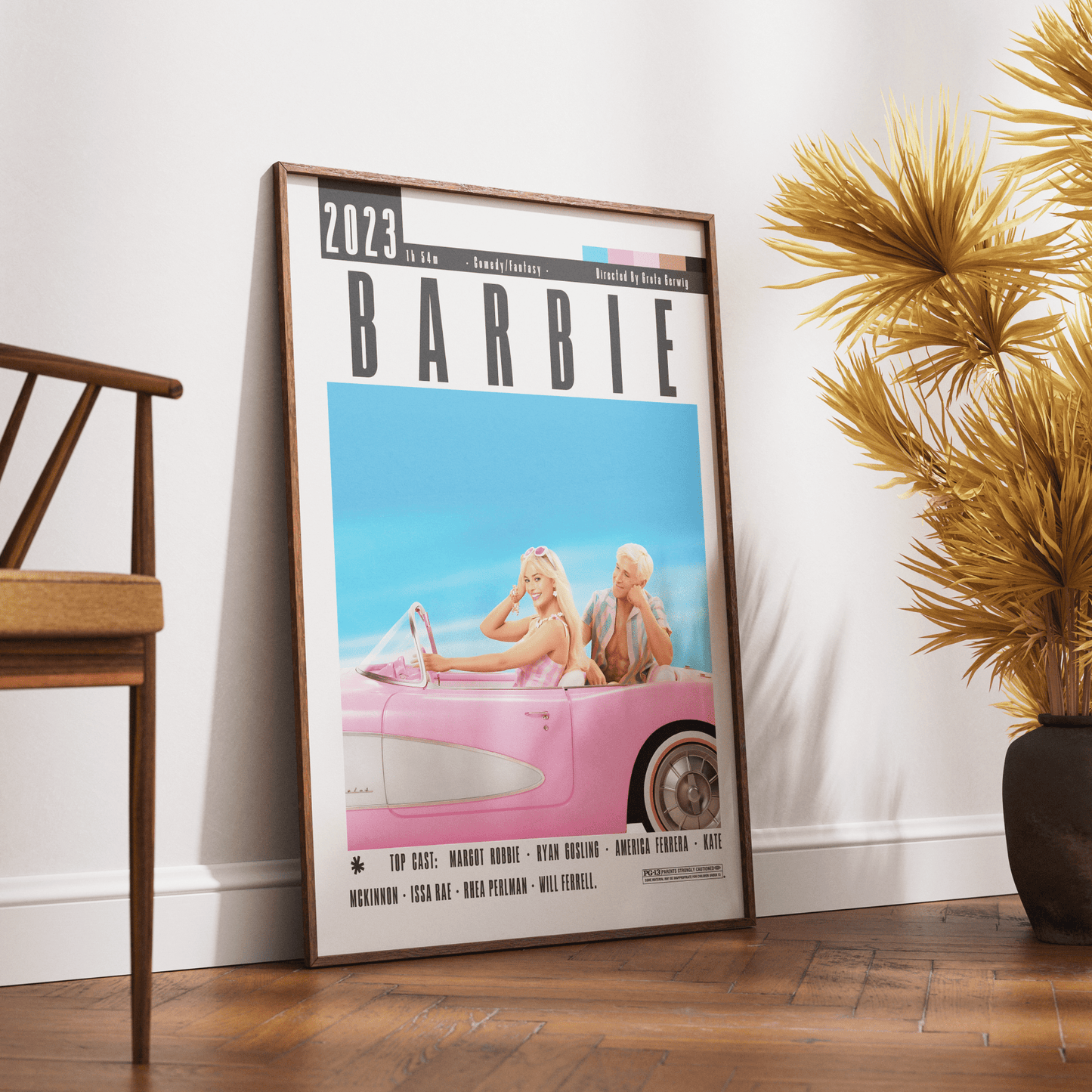 Barbie 2023 comedy film poster — Greta Gerwig Margot Robbie Ryan Gosling Barbieland pink wall art print UK
 - 98types