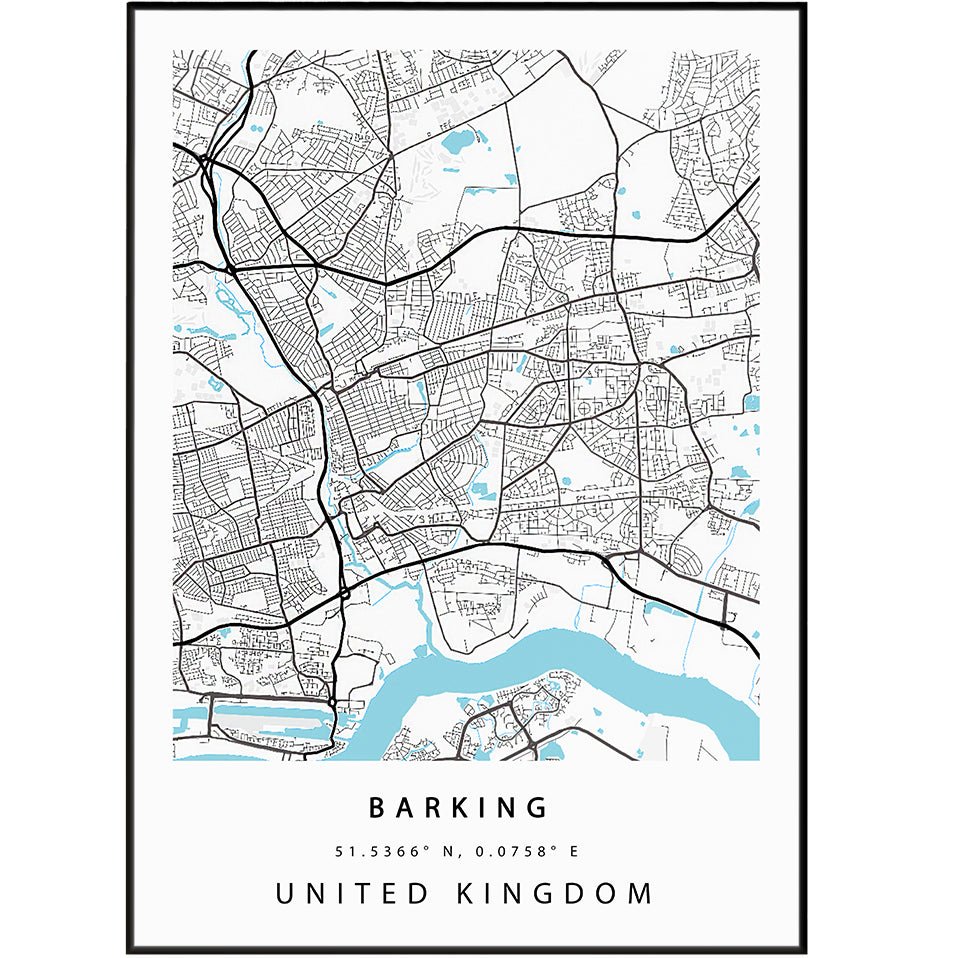 Barking East London street map print — town map wall art poster UK

 - 98types