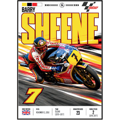 Barry Sheene 500cc world champion retro motorcycle poster by 98types