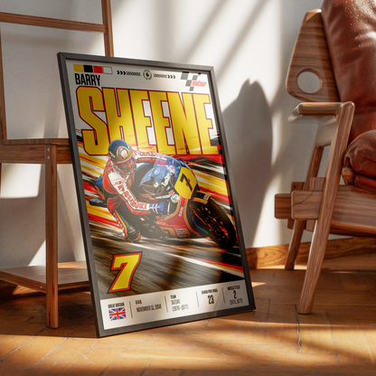 Barry Sheene 500cc world champion retro motorcycle poster by 98types