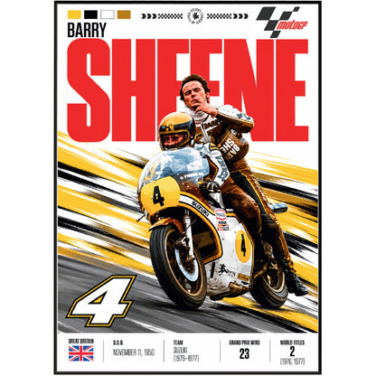 Barry Sheene 500cc world champion retro motorcycle poster by 98types