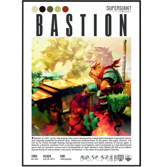 Bastion 2011 video game poster — Supergiant Games action RPG wall art print UK
