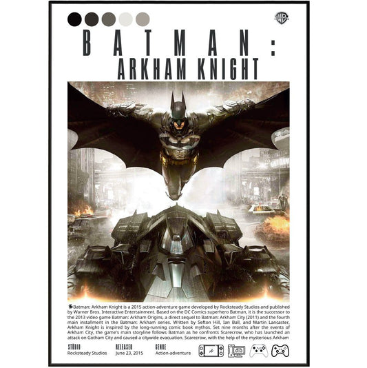 Batman Arkham Knight 2015 game poster — Rocksteady Batman Batmobile Scarecrow Gotham wall art print UK
 - 98types
