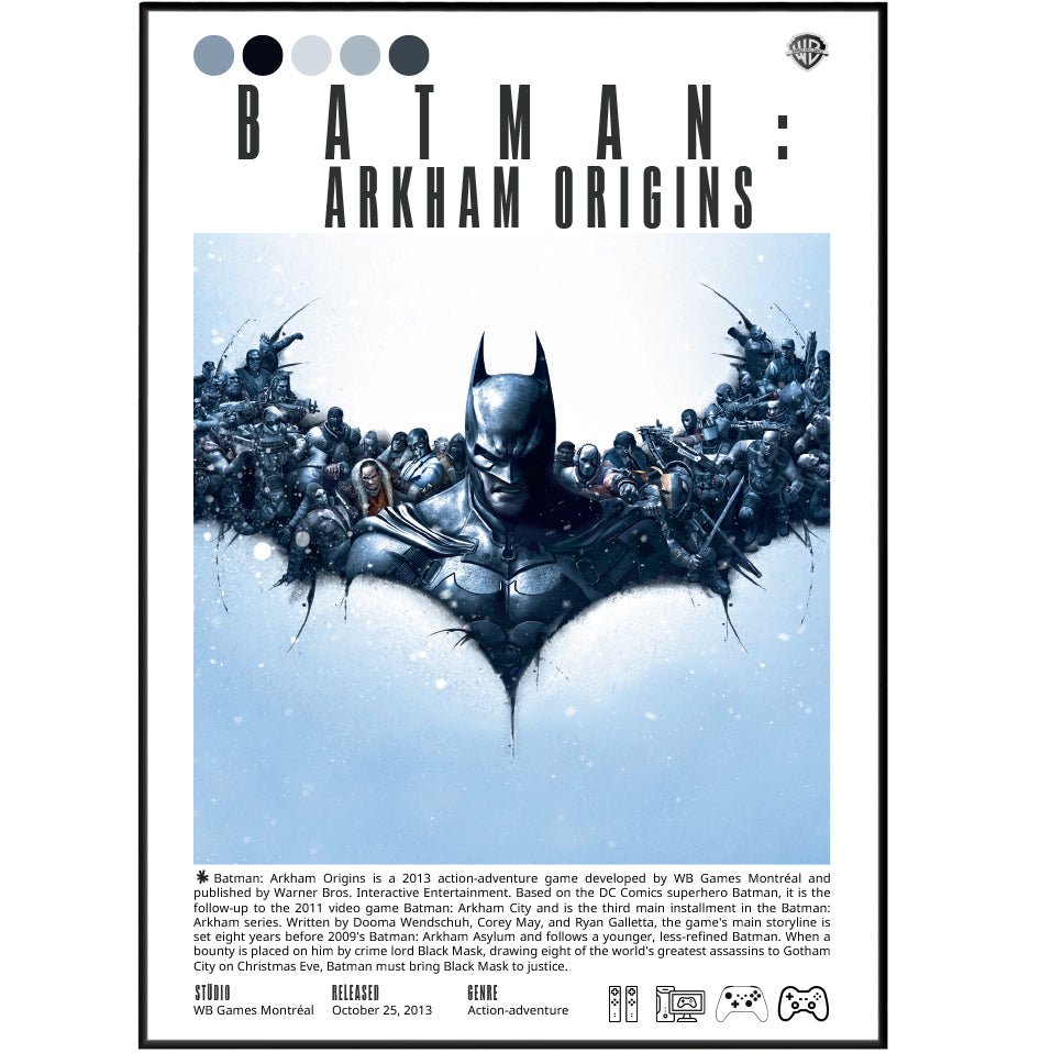 Batman Arkham Origins 2013 game poster — WB Games Batman Joker assassins prequel wall art print UK
 - 98types