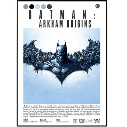 Batman Arkham Origins 2013 game poster — WB Games Batman Joker assassins prequel wall art print UK
 - 98types