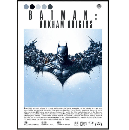 Batman Arkham Origins 2013 game poster — WB Games Batman Joker assassins prequel wall art print UK
 - 98types