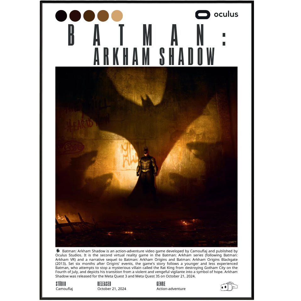 Batman Arkham Shadow 2024 game poster — Camouflaj Batman VR wall art print UK - 98types