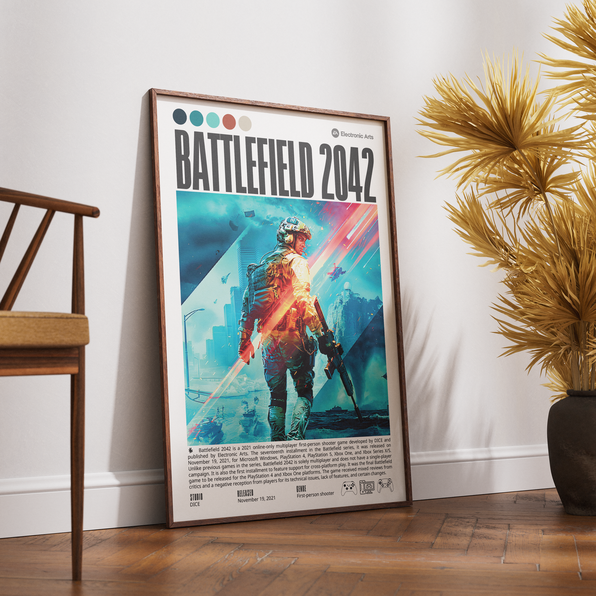 Battlefield 2042 2021 FPS poster — EA DICE Specialists near-future multiplayer wall art print UK