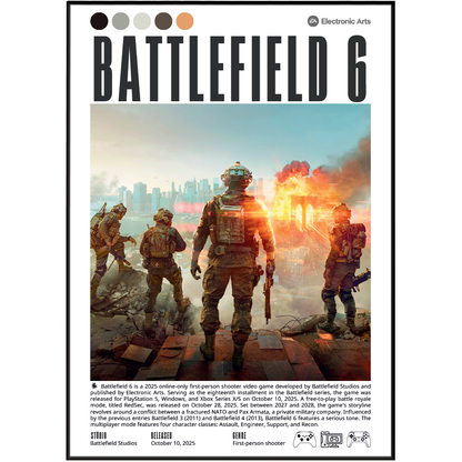 Battlefield 6 2025 FPS poster — EA DICE multiplayer 7M copies launch wall art print UK