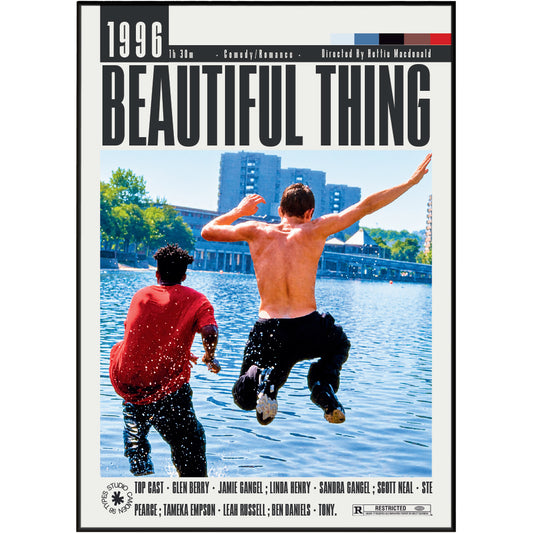 Beautiful Thing 1996 Hettie Macdonald film poster print UK — British LGBTQ+ coming of age drama Glen Berry Scott Neal wall art 260gsm printed in England