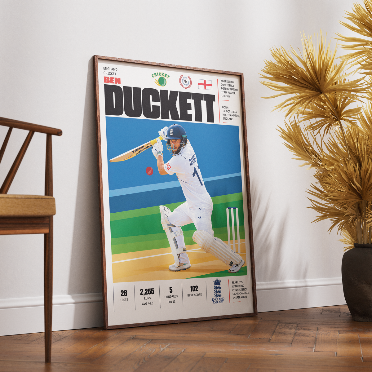 Ben Duckett cricket poster wall art print by 98types