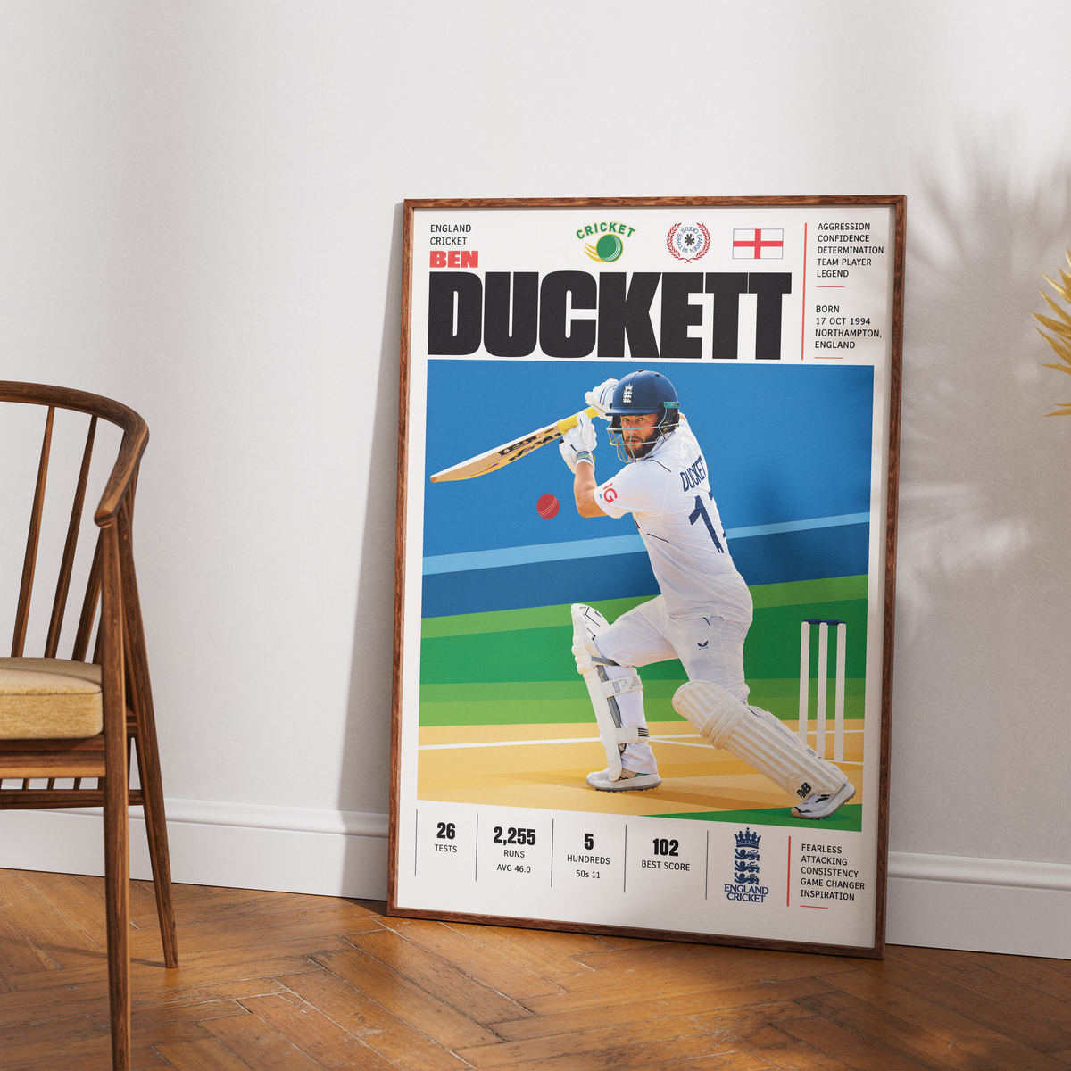 Ben Duckett cricket poster wall art print by 98types