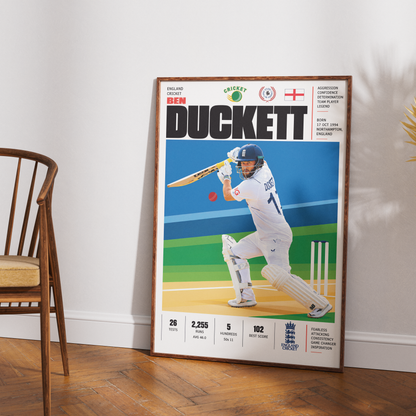 Ben Duckett cricket poster wall art print by 98types