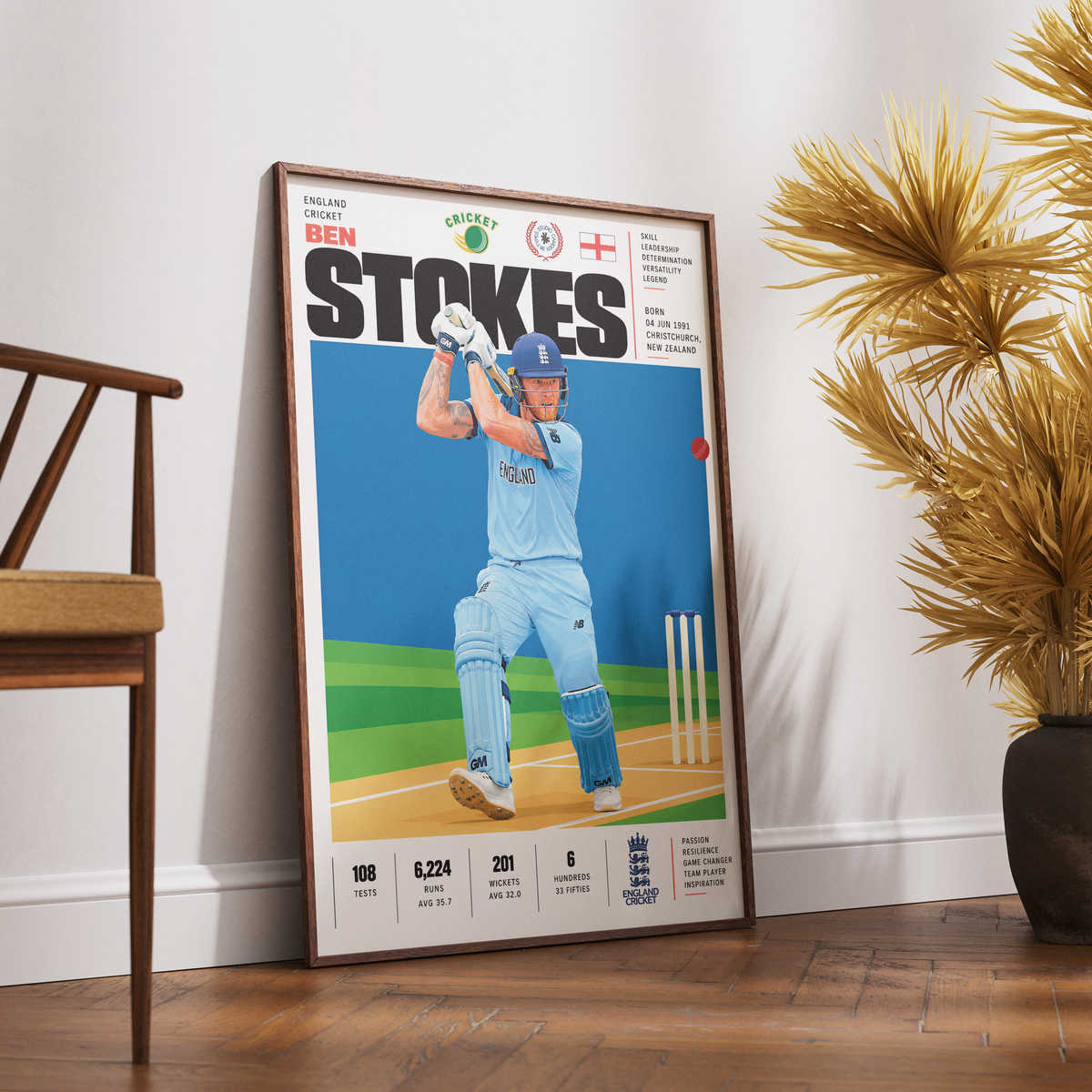 Ben Stokes cricket poster wall art print by 98types