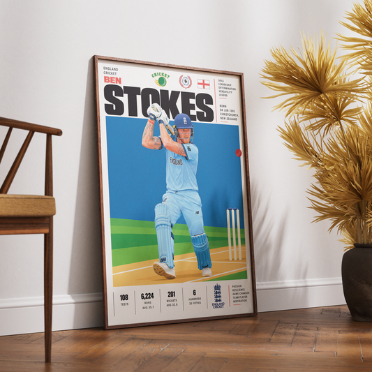 Ben Stokes cricket poster wall art print by 98types